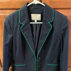 Navy blue Blazer with Irish green piping.